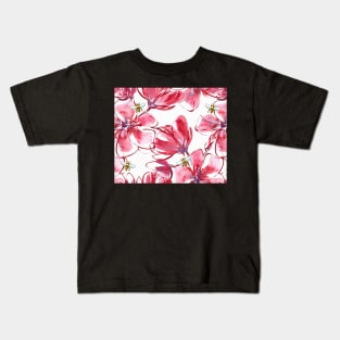 Red Flowers and Honeybees Kids T-Shirt